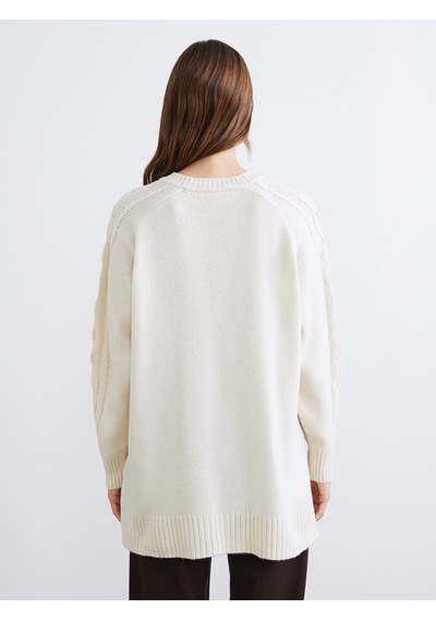 Lcw Modest Ekru Bisiklet Yaka Kadın Triko Tunik