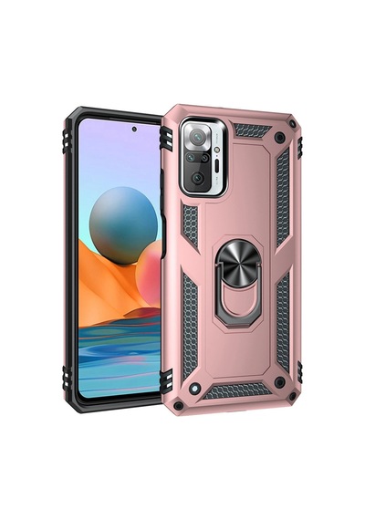 Xiaomi Redmi Note 10 Pro Kılıf Sofya Yüzüklü Silikon Kapak - Rose -