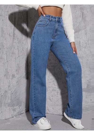 2020 Kadın Likrasız Palazzo Jeans Kot Denim Pantolon Açık Mavi