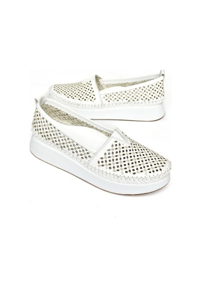 Fox Shoes S540011503 Beyaz Hakiki Deri Kadın Ayakkabı Beyaz
