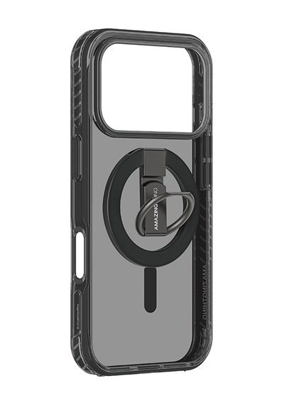 Apple Uyumlu iPhone 17 Pro Max Kılıf M-safe Yüzük Standlı Amazingthing Titan Pro Serisi Kapak Siyah Siyah