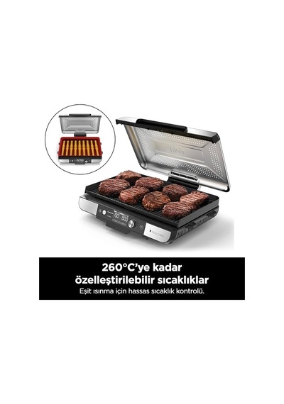 Ninja Sizzle Pro Xl Indoor Grill, Izgara Makinesi Gx101eu Seramik Yapışmaz Kaplama, Çıkarılabilir Kapak, Yağ Toplama Tepsisi, Yemek Kitabı, Gx101eu