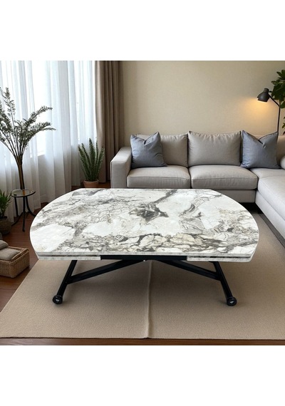 Oval Yan Baştan Açılır Akıllı Masa Üst Tabla Mdf Yüksekliği Ayarlanabilir Pratik Siyah Mekanizmalı Beyaz Mermer Oval Yan Baştan Açılır Akıllı Masa Üst Tabla Mdf Yüksekliği Ayarlanabilir Pratik Siyah Mekanizmalı Beyaz Mermer