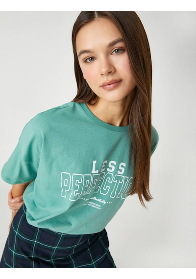 3SAL10122IK Koton Kadın T-shirt YEŞİL Yeşil