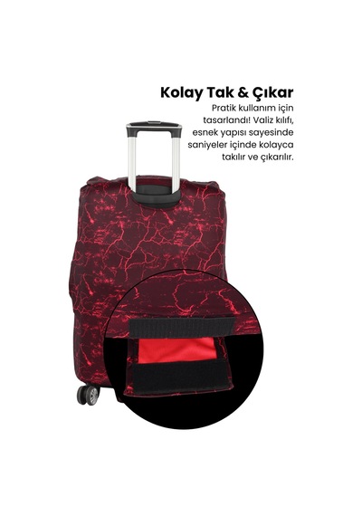 Lubros Valiz Kılıfı Bavul Koruyucu Yıkanabilir Alev Damarı