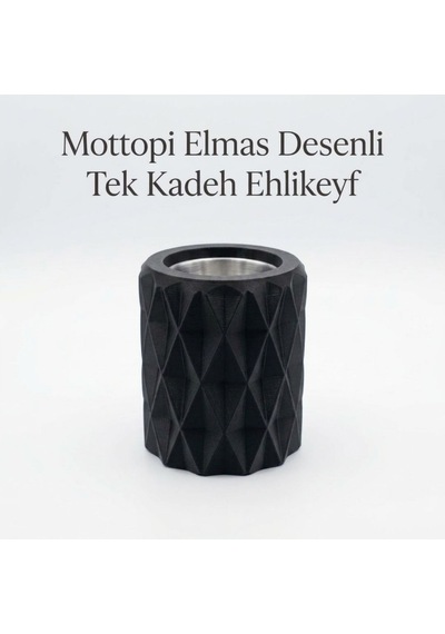 Mottopi Ehlikeyf Siyah Elmas Desenli,1 Kadeh Yuvalı,metal İç Hazneli,termojelli Soğutucu-siyah