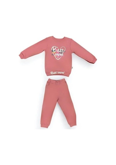 Kız Çocuk Best Mood Yazılı Pamuklu Eşofman Takım-15056 Pembe