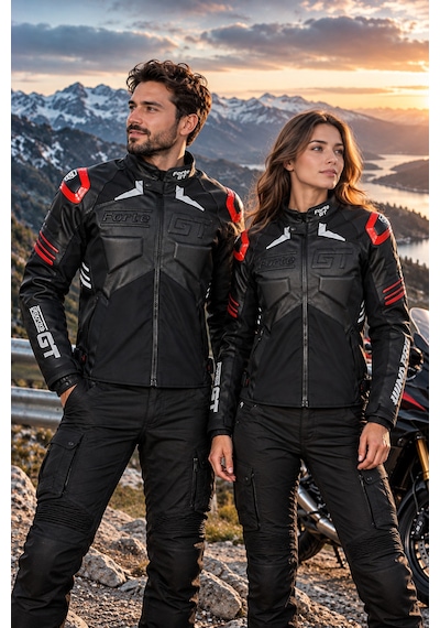 Yyk Forte Gt Deri Wınd Pro Motosiklet Montu Siyah Kırmızı - Mat Siyah