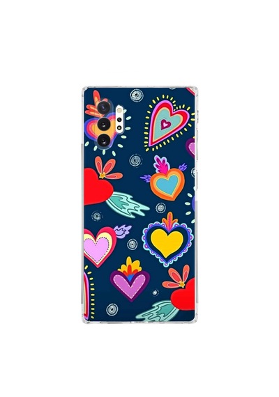 Samsung Galaxy Note 10 Plus İle Uyumlu Retro Color 3 Kamera Korumalı Şeffaf Kılıf Şeffaf