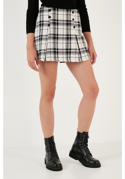 Lela Regular Fit Kışlık Tüvit Mini Bayan Şort Etek 611Et0020 Siyah Lela Regular Fit Kışlık Tüvit Mini Bayan Şort Etek 611Et0020 Siyah