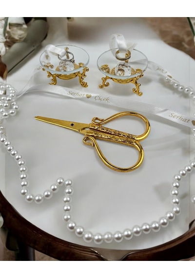 Lucevia Gold Cam Yüzük Yükselticisi Ve Söz Makası Seti Krem Krem