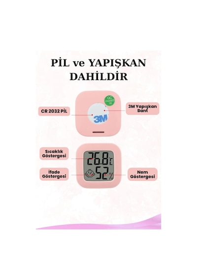 Mini Akıllı Sıcaklık Nem Ölçer Lcd Oda Termometre Duvara Takılabilen Masaüstü Isı Göstergesi Beyaz