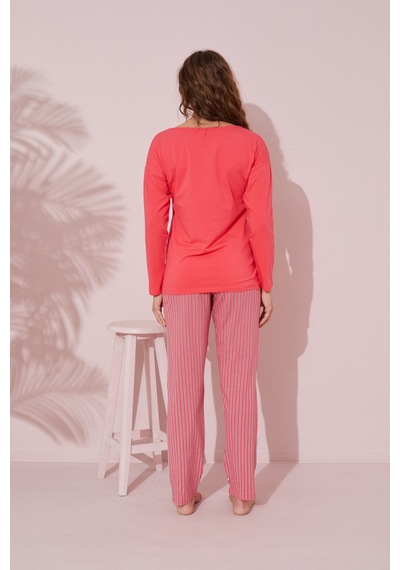 Siyah İnci Pamuklu Örme Pijama Takım 24240151 NAR ÇİÇEĞİ