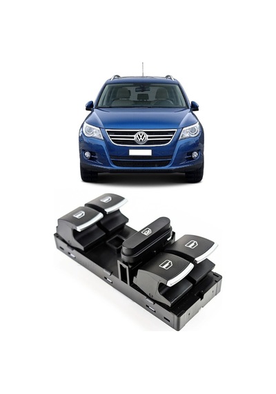 Vw Volkswagen Tiguan 2008-2015 Uyumlu Ön Sol Kapı Dörtlü Cam Açma Düğmesi Krom Detaylı 5k4959857
