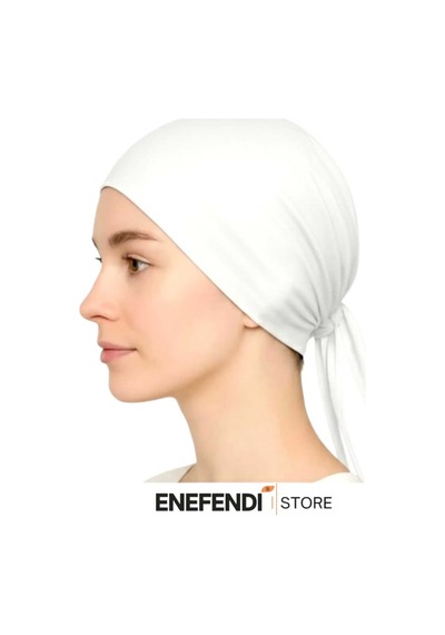 Nf Nd Enefendi Silikonlu Düz Bone Kaymayan Tesettür Hijab İç Bone Dikişsiz Beyaz Rahat Ve Şık Kullanım Beyaz
