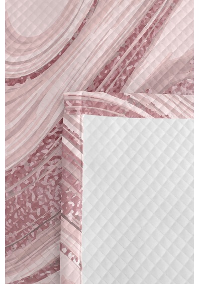 Pembe Mermer Geometrik Genç Odası Tek Kişilik Pike Takımı - Pastel 160x220 Cm Kapitone Yatak Örtüsü Eski Kervan Dokunuşu