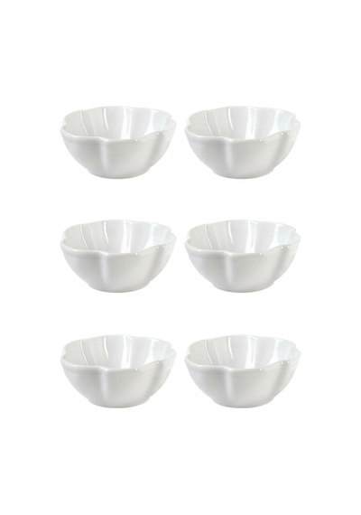 6lı Porselen Kase Çerezlik Sosluk Flora 11 5cm Beyaz