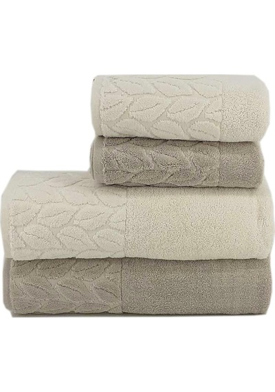 Romans Hazal 4Lü Banyo Havlu Takımı Krem/Kahve