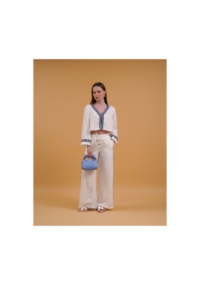 Verymoda Kot Şeritli Pantolon F1890 Krem