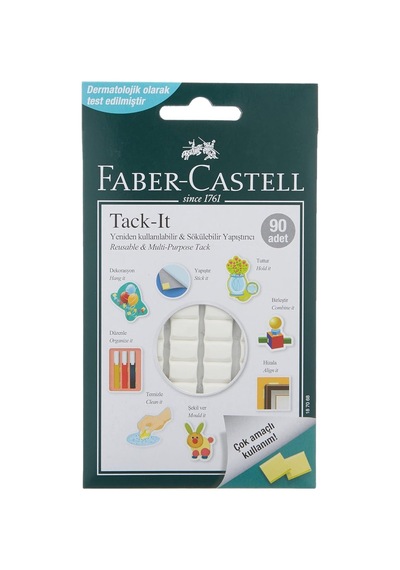 Faber-castell Tack-it Beyaz, 50 Gr, 90 Parça, Yeniden Kullanılabilir Hamur Yapıştırıcı, Sökülebilir Ve İz Bırakmaz Sku: Zeus8690010330550