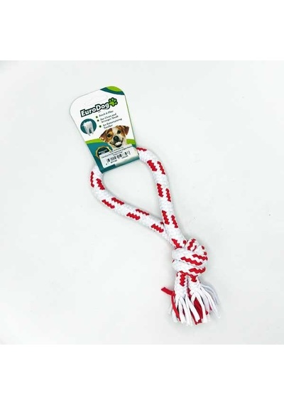 Eurodog Diş İpi Halka Tek Düğüm Kırmızı Beyaz 25cm