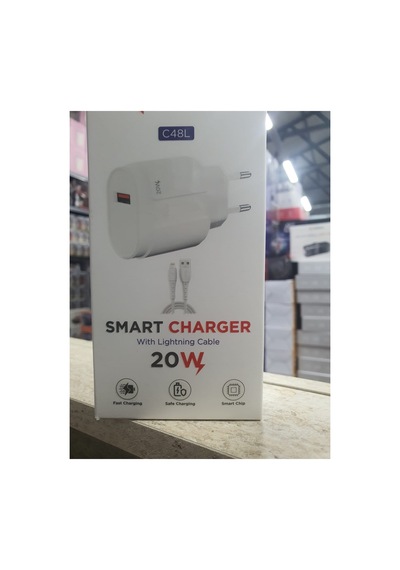C48l Smart Charger 20w Usb Lightning Kablolu Hızı Şarj Aleti Fast Charging Smart Chip Safe Charging Adaptör Ve Şarj Kablosu