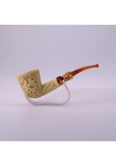 El Oyması Lületaşı Ejderha Figürlü Koleksiyonluk Pipo Usta İmzalı Blok Taş Meerschaum