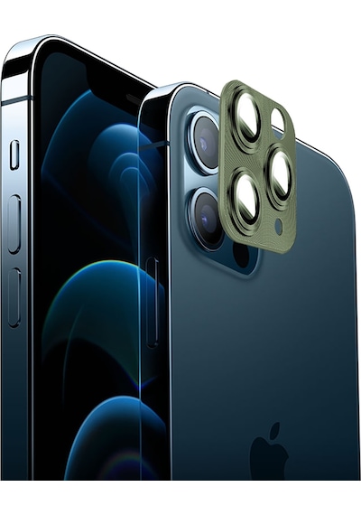 Binano Apple Uyumlu iPhone 12 Pro Max 360 Metal Kamera Koruyucu Koyu Yeşil
