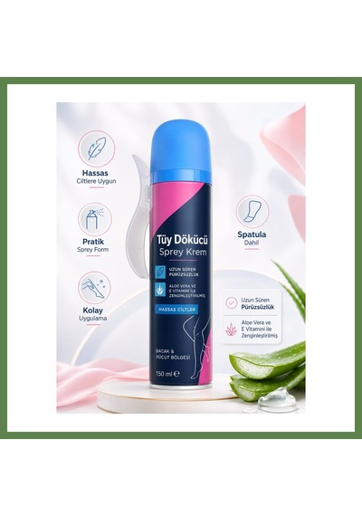 Bezos Tüy Dökücü Sprey Krem 150 Ml Hassas Ciltler İçin Bacak Ve Vücut Bölgesi Pratik Kullanım Hb006