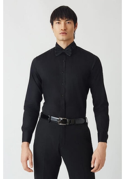 Bisse Erkek Slim Fit Uzun Kollu Ata Yaka Gömlek SIYAH GM21Y211350_D99 Siyah