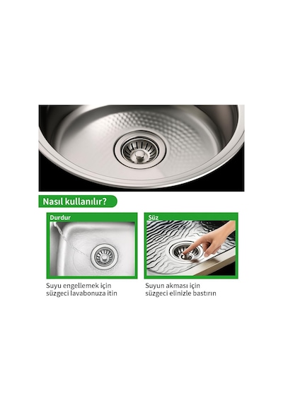 Çöpmak Mutfak Lavabo Sifon Gideri 8 Cm Paslanmaz Metal Tıpa Süzgeç / Dayanıklı, Evrensel Uyumlu Ve Kolay Temi Genel