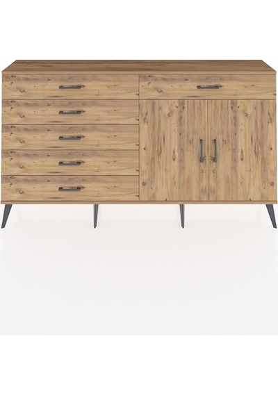 Arges Konsol Tek Raflı 6 Çekmeceli 2 Kapaklı 176x30x99 Çam-çam Çam-çam