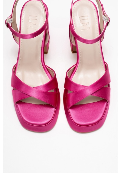 Luvishoes Lello Fuşya Saten Kadın Topuklu Ayakkabı Fuşya