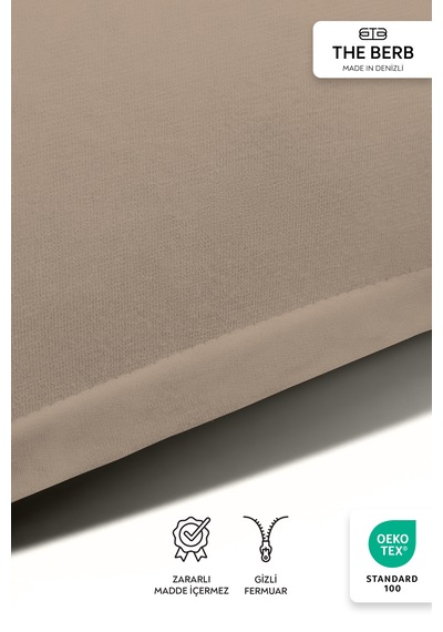 The Berb 2'li Penye Yastık Kılıfı Seti %100 Pamuk 50 X 70 Fermuarlı Vizon