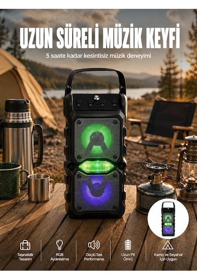 Northcity Kts 1096 Taşınabilir Bluetooth Hoparlör - Yüksek Ses Ve Led Işıklı