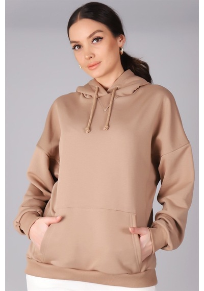 Sweetness Kadın Bej Kapüşonlu Sweatshirt Bej