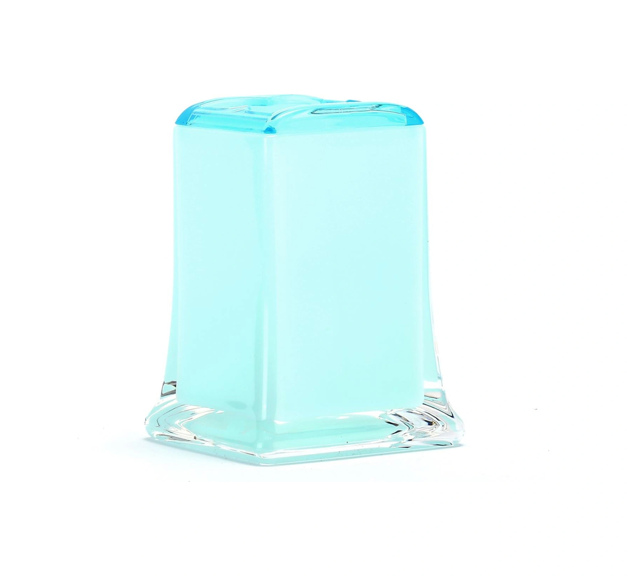 2 Adet Diş Fırçalık Buz Mavisi Akrilik 6x6x11cm Banyo Seti Çok Renkli