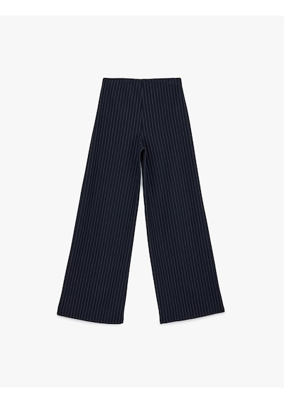 Koton Normal Bel Çizgili Geniş Paça Pantolon Beyaz Çizgili 6sak40019ek Beyaz Çizgili