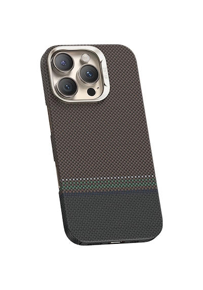 Apple Uyumlu iPhone 15 Pro Max Kılıf Armorair Kevlar Magsafe Şarj Özellik Karbon Fiber Benks Prestige Kapak Gold