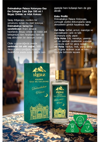 Dolmabahçe Palace Kolonyası Eau De Cologne Cam Şişe 250 Ml Türkiye Serisi Orkide Ve Misk Kokusu