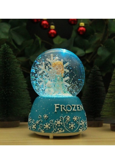 Frozen Temalı Büyük Boy Püskürtmeli Işıklı Ve Müzikli Kar Küresi-mavi