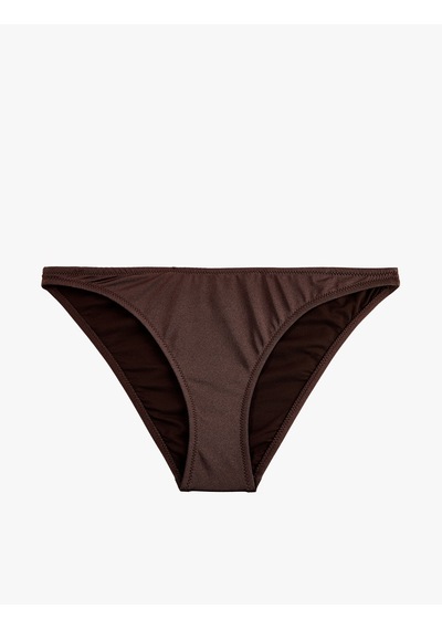 Koton Koton X Şahika Ercümen - Straight Fit Parlak Bikini Altı Kahverengi 6sak00248mm Kahve
