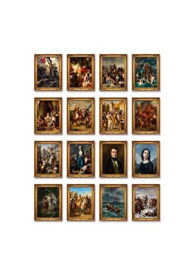 Eugène Delacroix Tabloları 16'lı Sticker Seti Laptop Defter Planlayıcı Etiket Çok Renkli