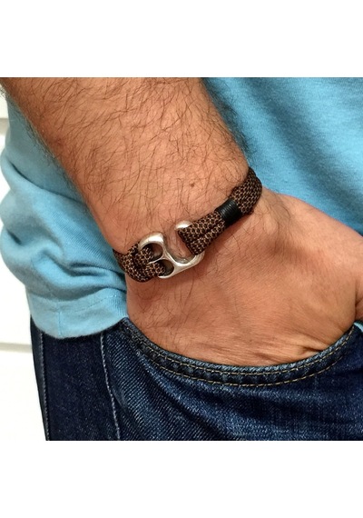 Kahve Siyah Metal Kanca Erkek Bileklik Bt140 Çok Renkli