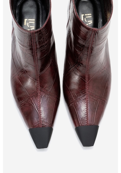 Luvishoes Luvi Shoes Rassel Bordo Baskı Mat Burunlu Kadın İnce Topuklu Bot Bordo