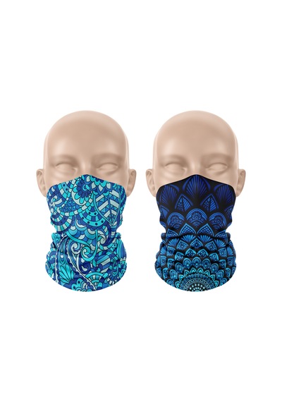 Dair Lacivert Mandala Desenli 2'li Set Boyunluk Bandana Outdoor Balaklava Yüz Maskesi Kafa Bandı