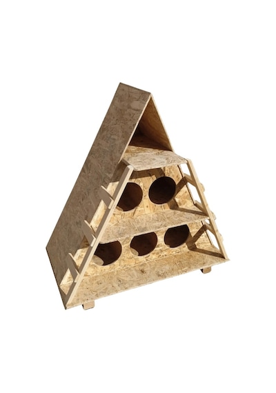 Reyo Dublex Kedi Evi Dış Ortam Uygun Ahşap Kedi Evi Osb 100x90x55