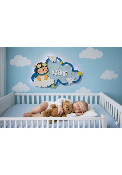 Ayıcık Bebek Odası Kapı Süsü Beyaz