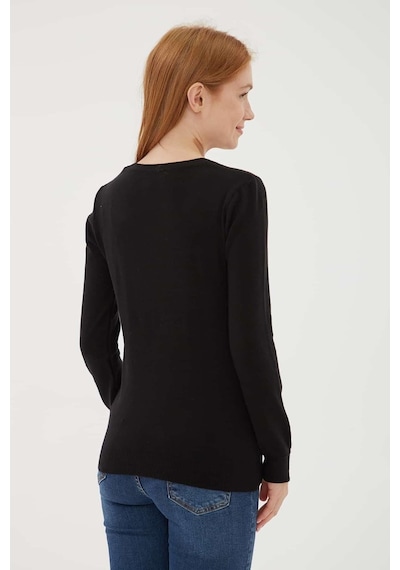 Fashion Friends Kadın U Yaka Kazak 25k0779k1 Siyah