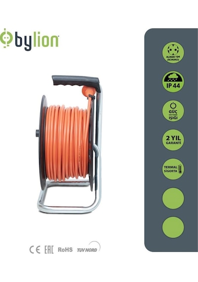 Bylion 3x2,5 30 Mt Kablolu Seyyar Plastik Makara Kapaklı